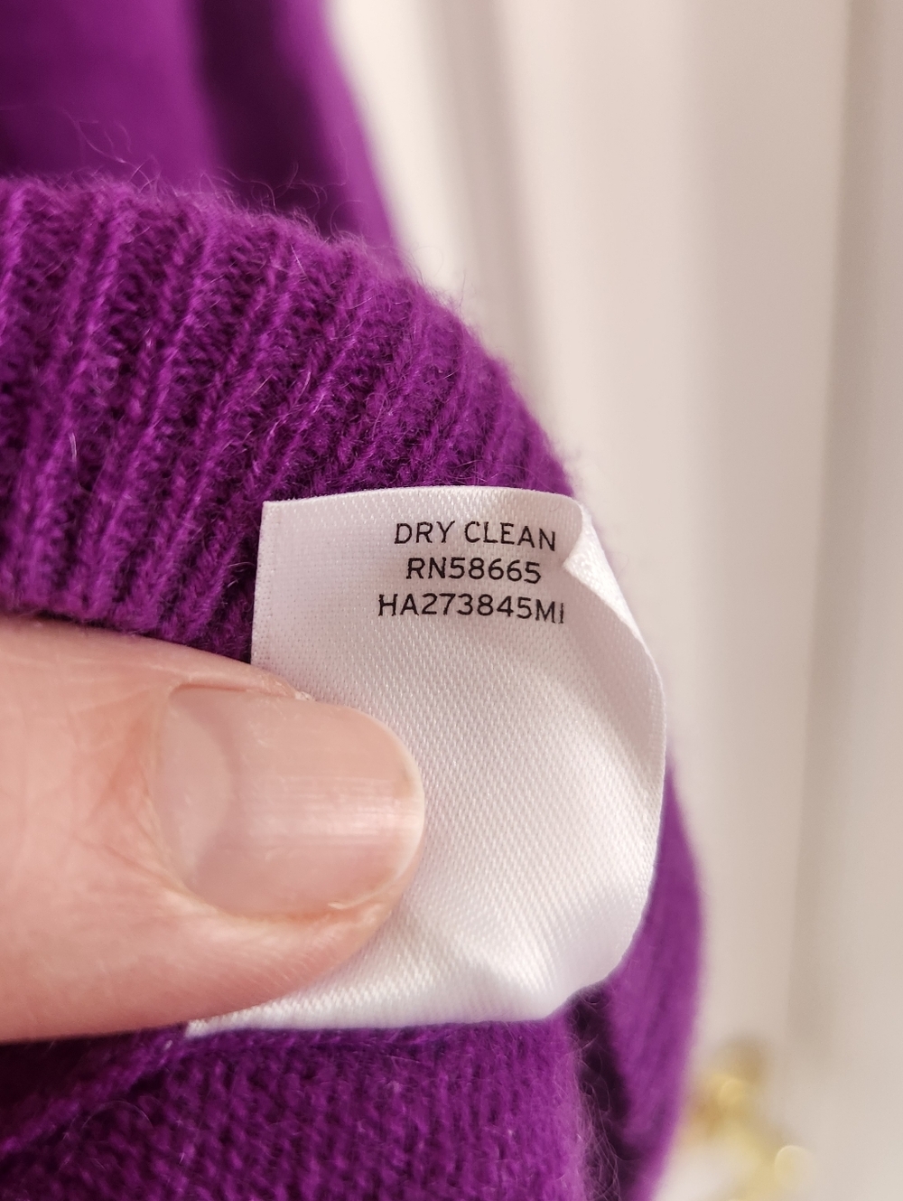 V-Neck Women's Sweater in Purple - Classic Knit - Picture 5 of 5